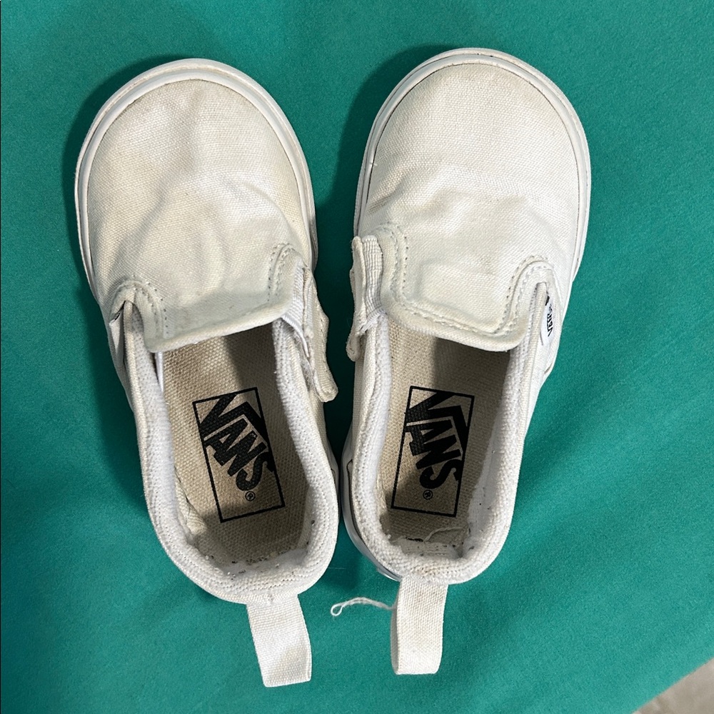 VANS Toddler White Slip-On w/ Velcro strap sz:7 - Picture 9 of 9